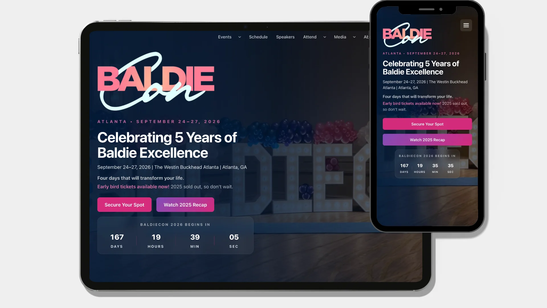 Baldie Con cross-device responsiveness