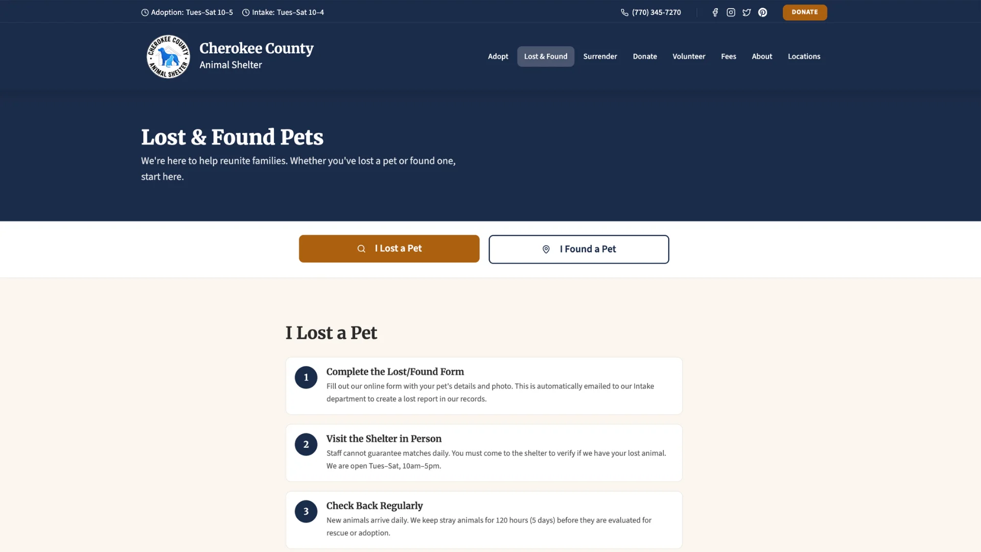 Cherokee County lost pets directory