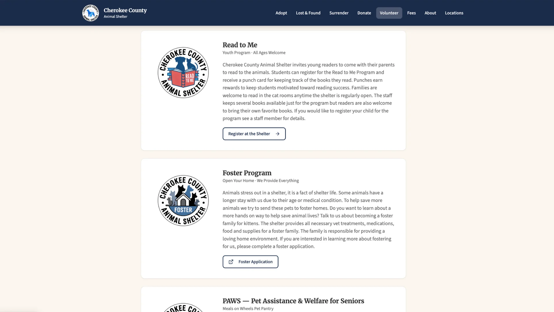 Cherokee County volunteer portal
