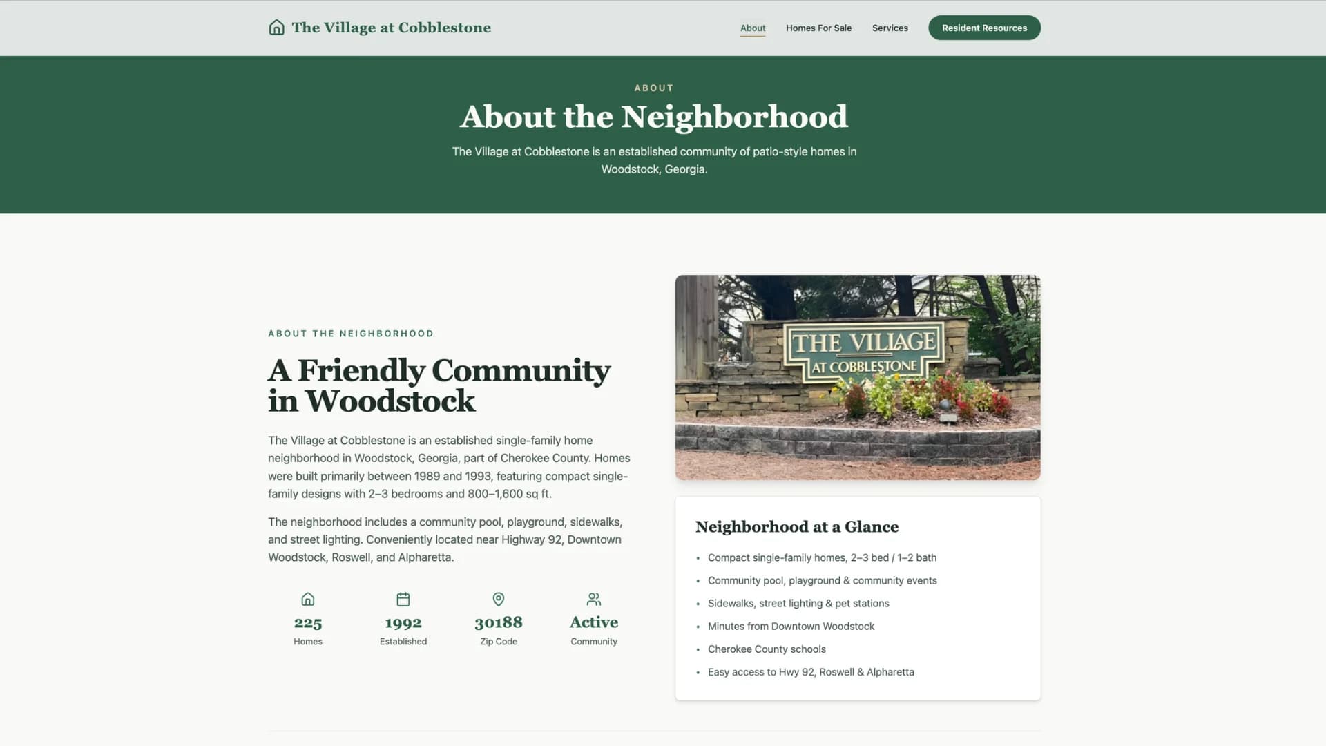 Village at Cobblestone about section